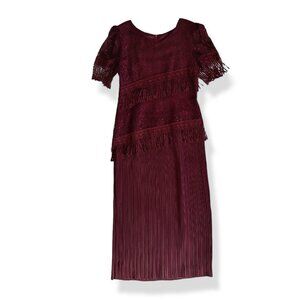 Aspeed Maxi Dress Red Modest Evening Wear Lace Mother Of The Bride Long Size M